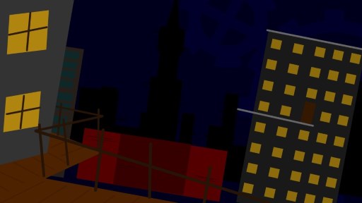 A quick drawing of what the first level looks like A high view of a city in the night